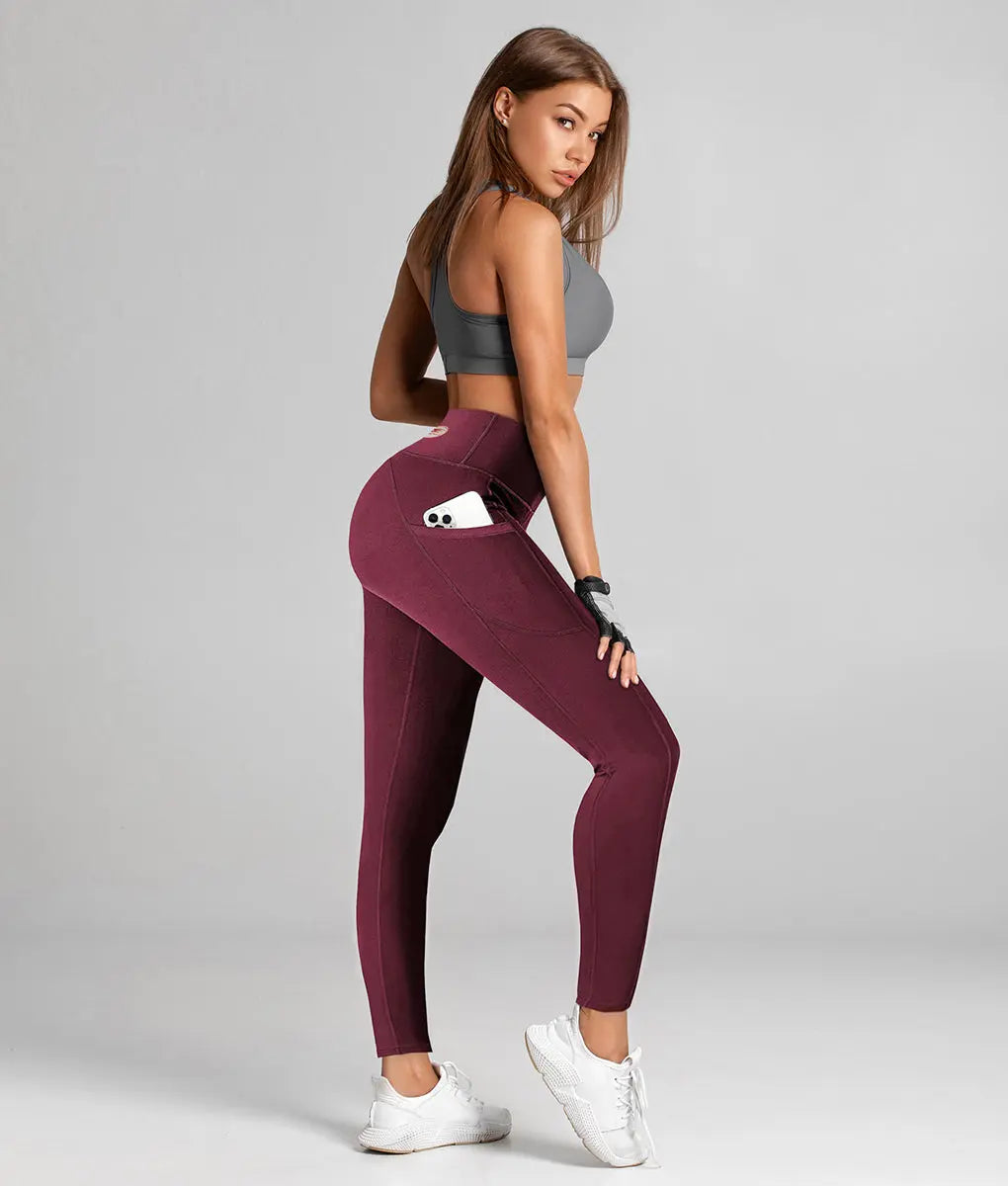 Verve High-Rise Leggings Maroon - TomPro