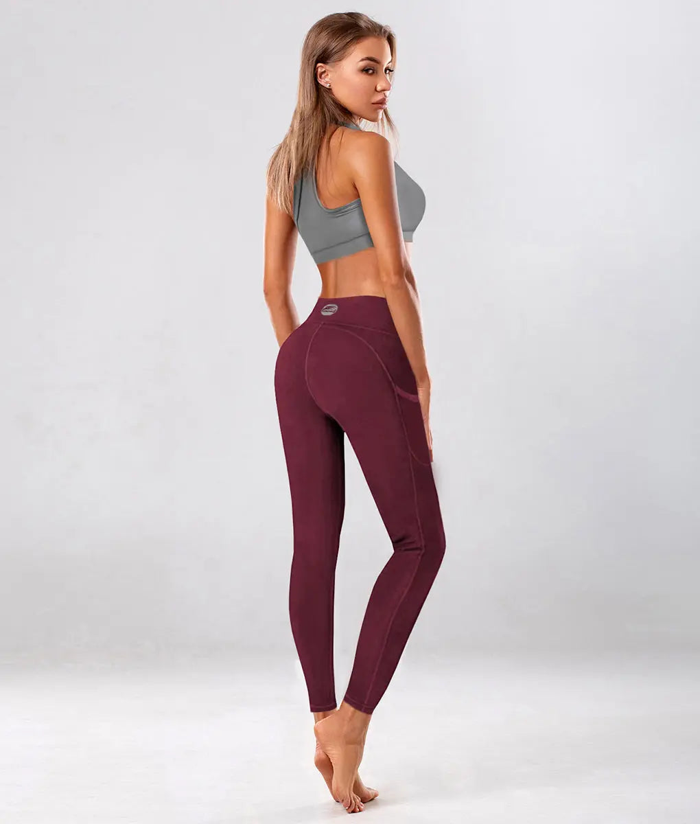 Verve High-Rise Leggings Maroon - TomPro