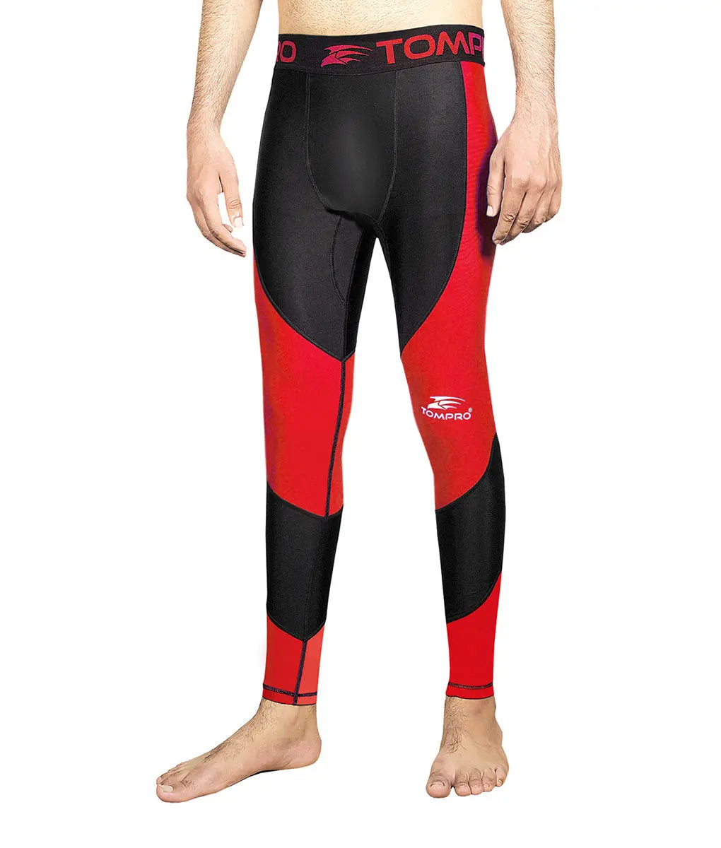 Recharge Performance Compression Base Layer Tights Red Black TomPro