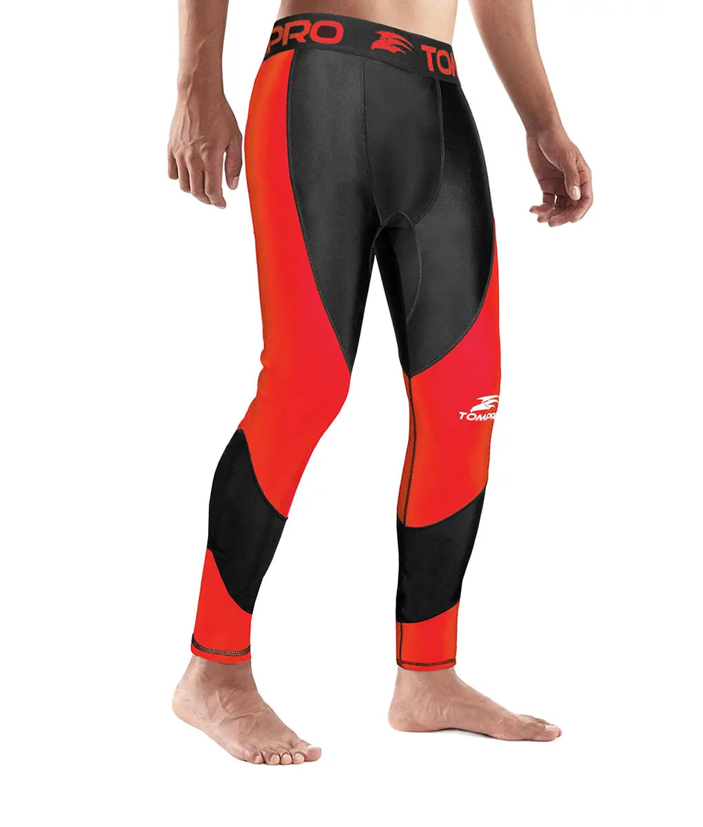 Recharge Performance Compression Base Layer Tights Red Black TomPro