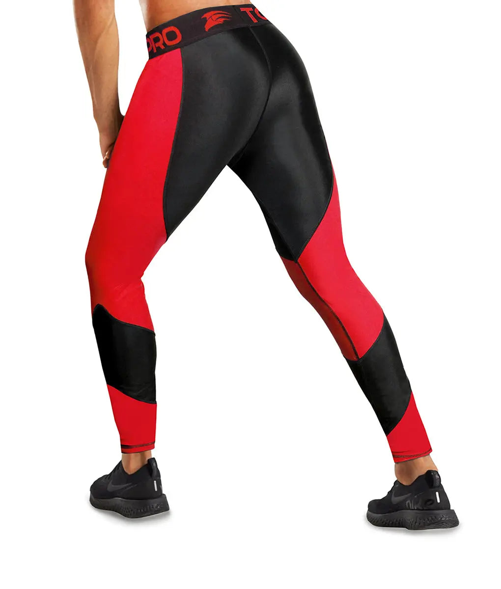 Recharge Performance Compression Base Layer Tights Red Black TomPro