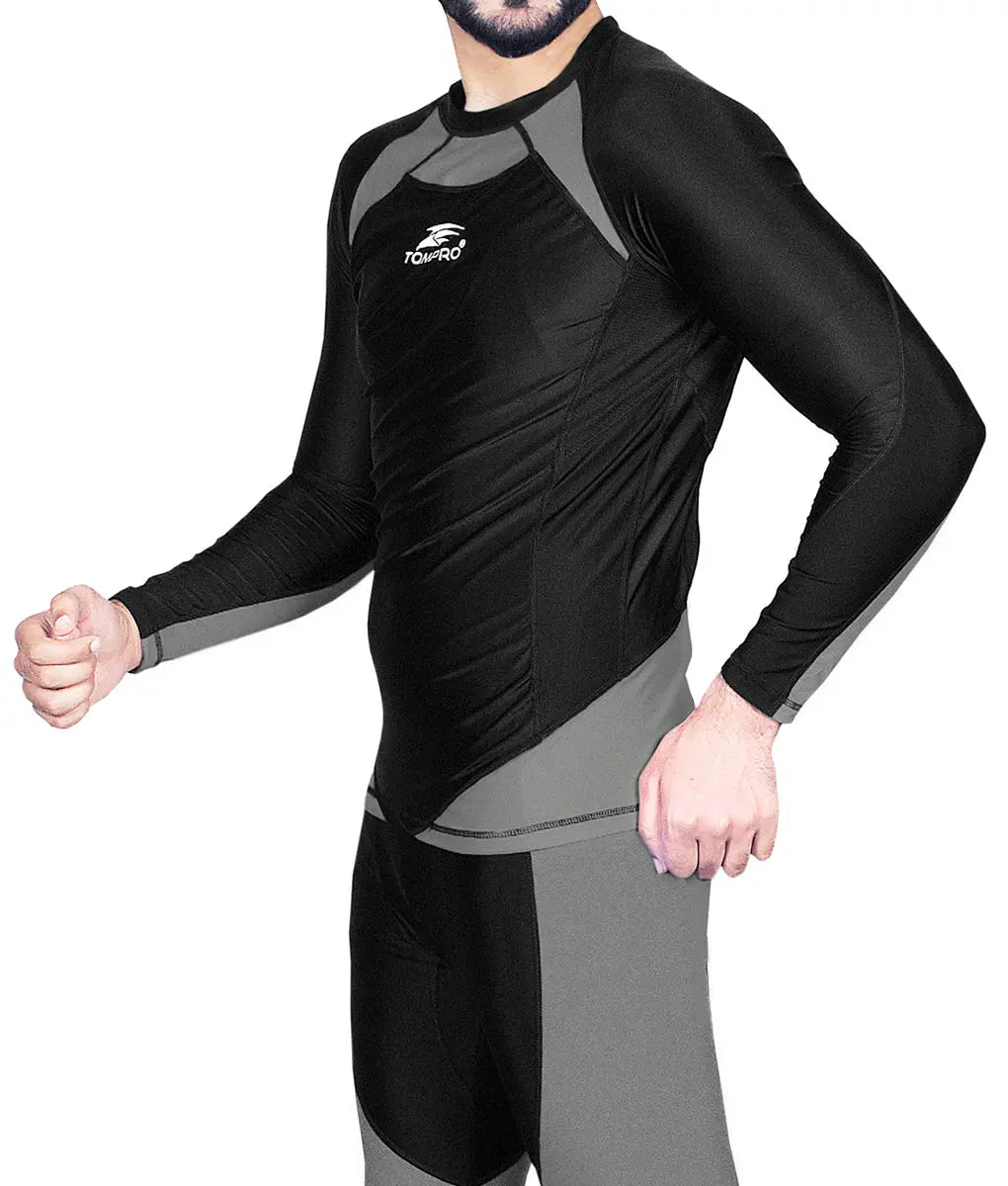 Recharge Performance Compression Base Layer Long Sleeve Top Gray Black TomPro