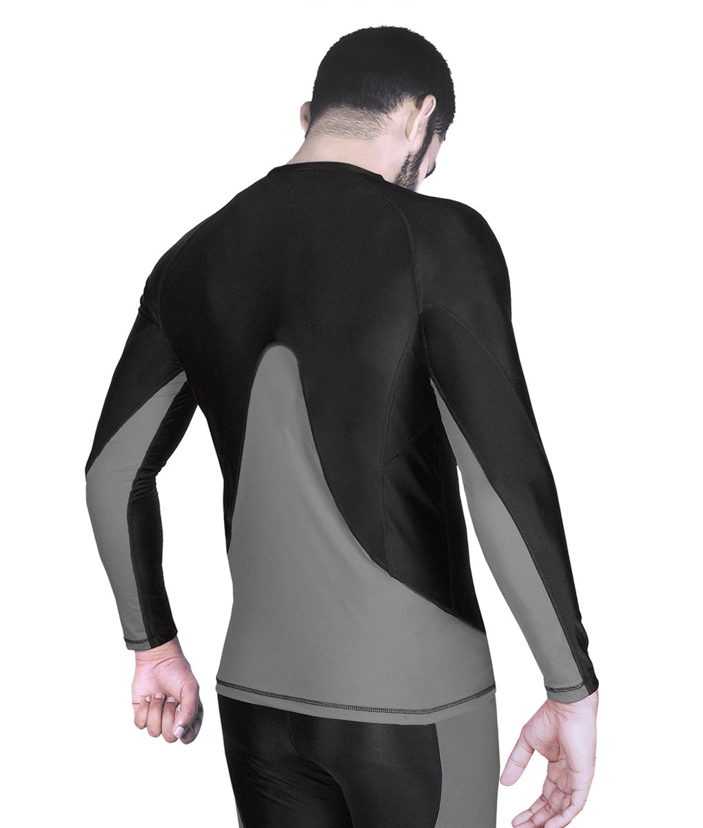 Recharge Performance Compression Base Layer Long Sleeve Top Gray Black
