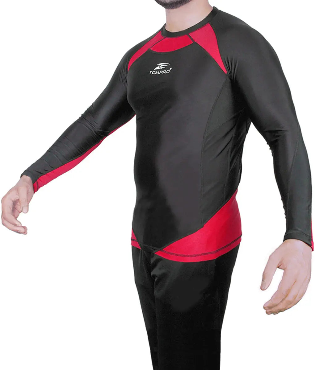 Recharge Performance Compression Base Layer Long Sleeve Top Red Black TomPro