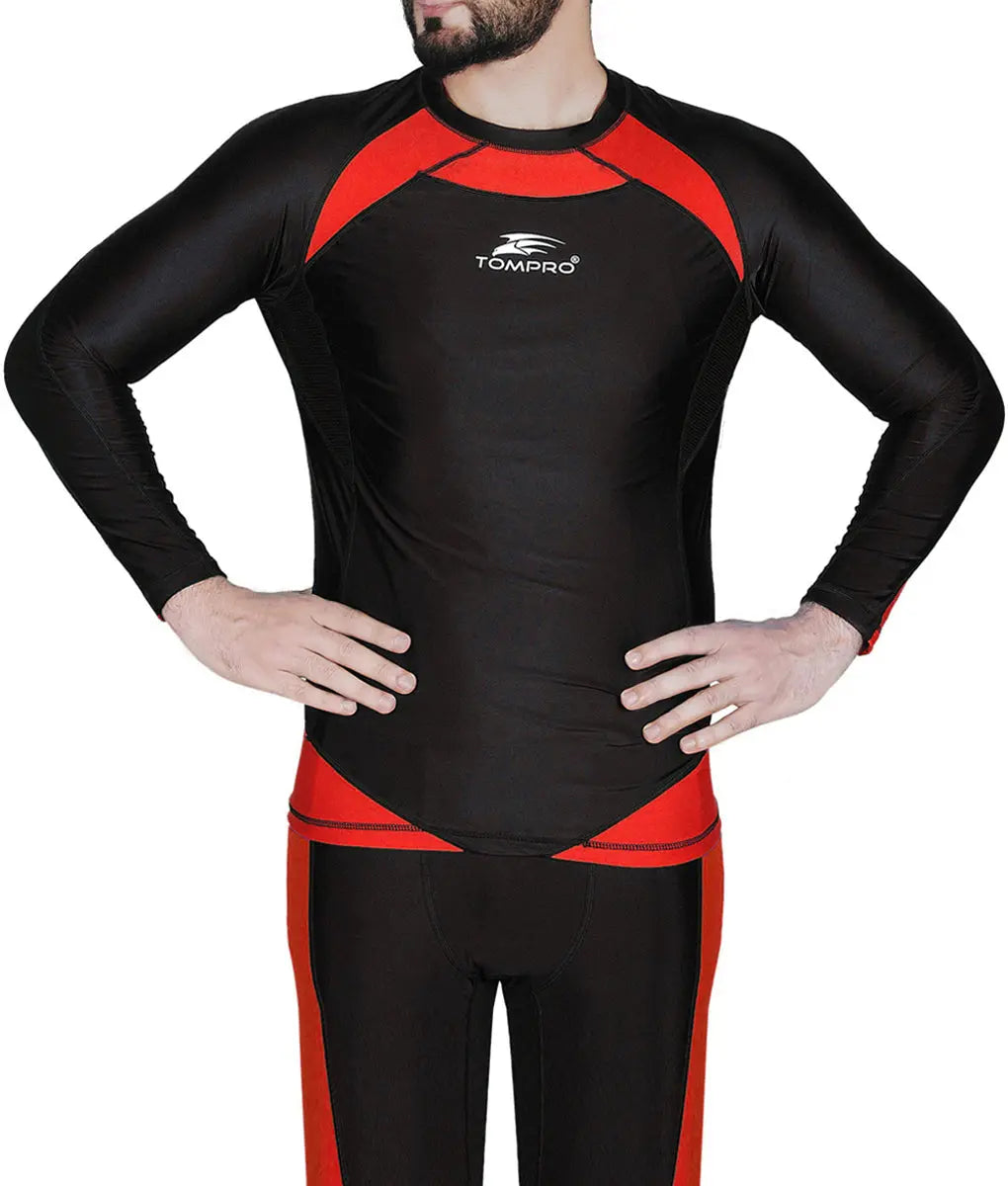 Recharge Performance Compression Base Layer Long Sleeve Top Red Black - TomPro