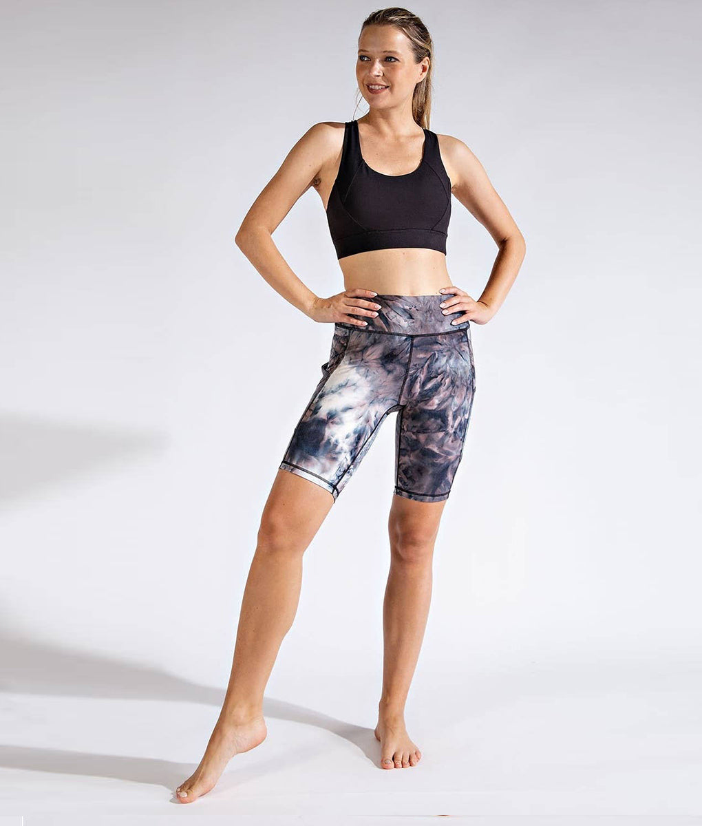 Snazzy Marble Tie Dye Biker High-Rise Short 9” TomPro