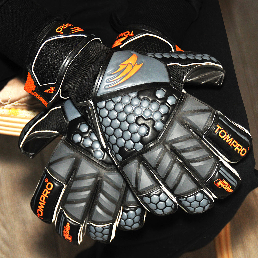 Tompro Gorilla Grip Contact Plus Roll Finger Fingersave Goalkeeper Goalie Gloves Junior Adults