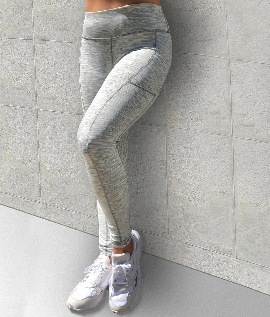 Space Dye Verve High-Rise Leggings Silver Gray - TomPro