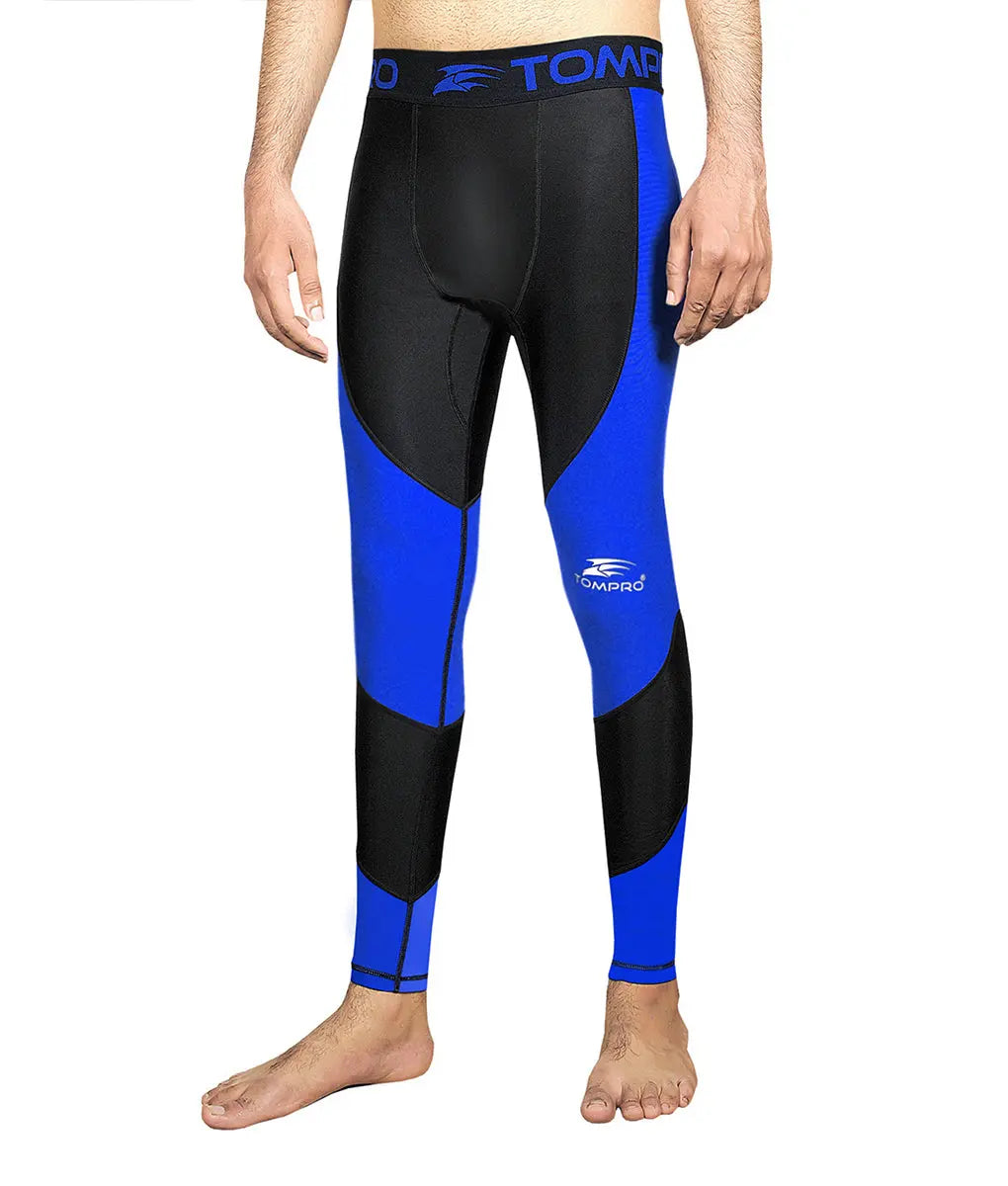 Recharge Performance Compression Base Layer Tights Blue Black TomPro