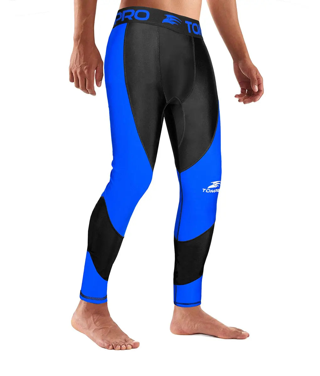 Recharge Performance Compression Base Layer Tights Blue Black TomPro