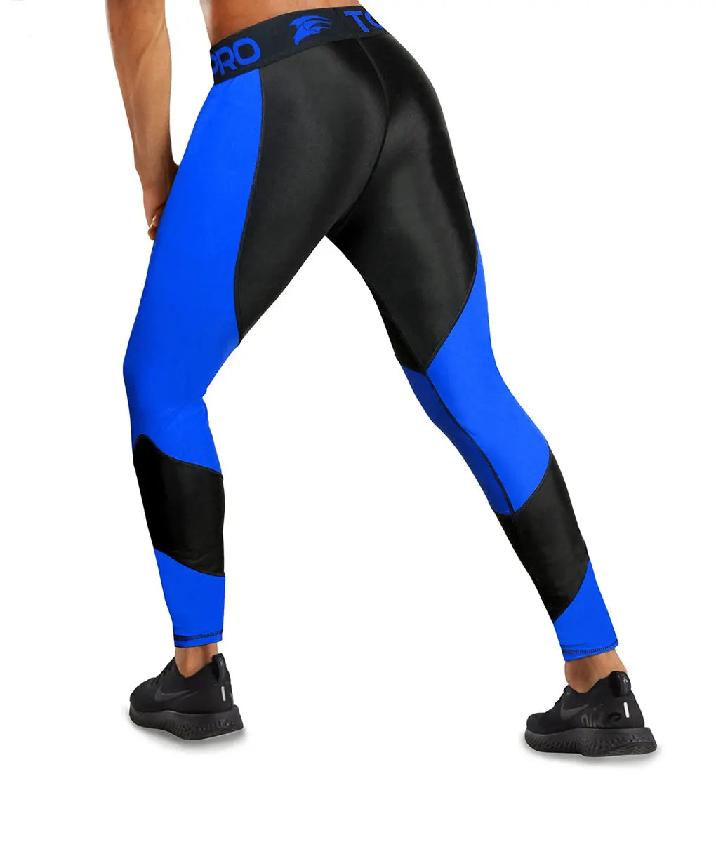 Recharge Performance Compression Base Layer Tights Blue Black TomPro