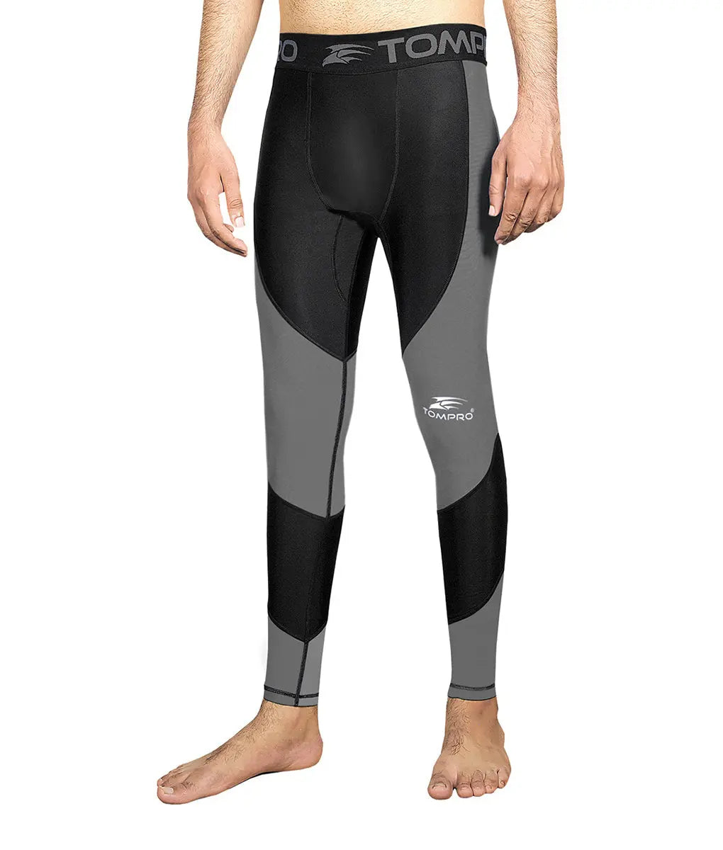 Recharge Performance Compression Base Layer Tights Gray Black TomPro