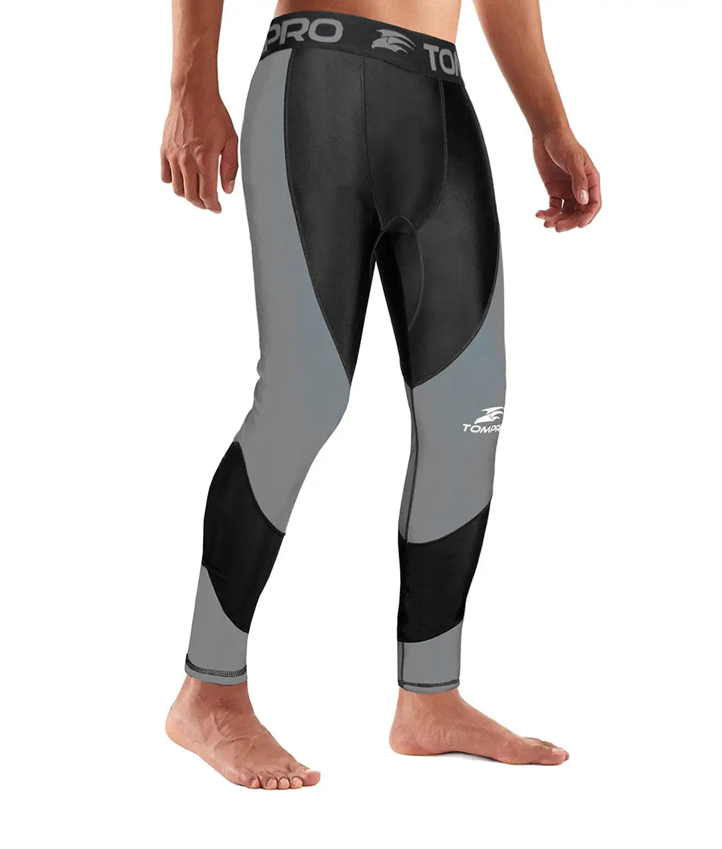 Recharge Performance Compression Base Layer Tights Gray Black TomPro