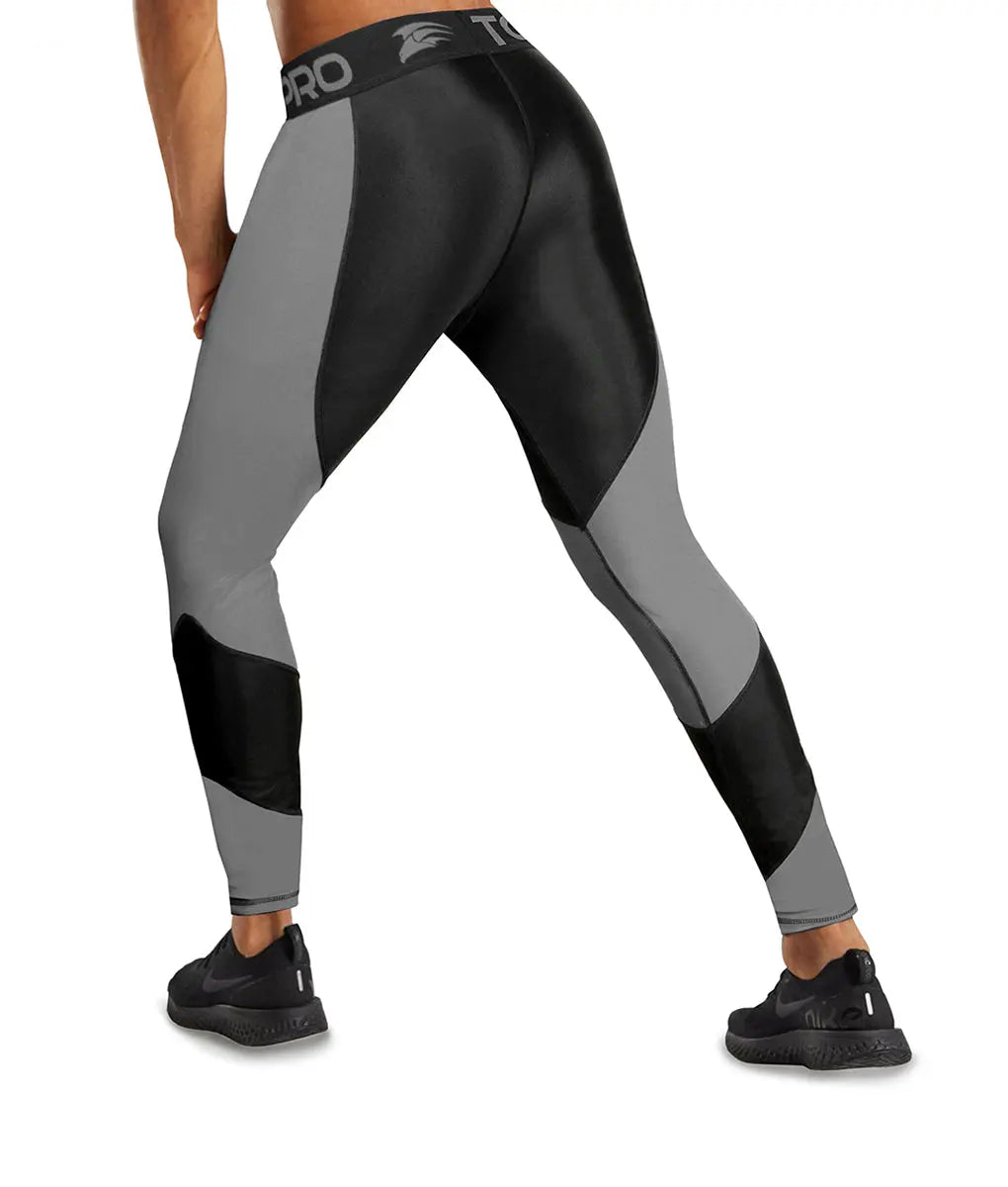 Recharge Performance Compression Base Layer Tights Gray Black TomPro