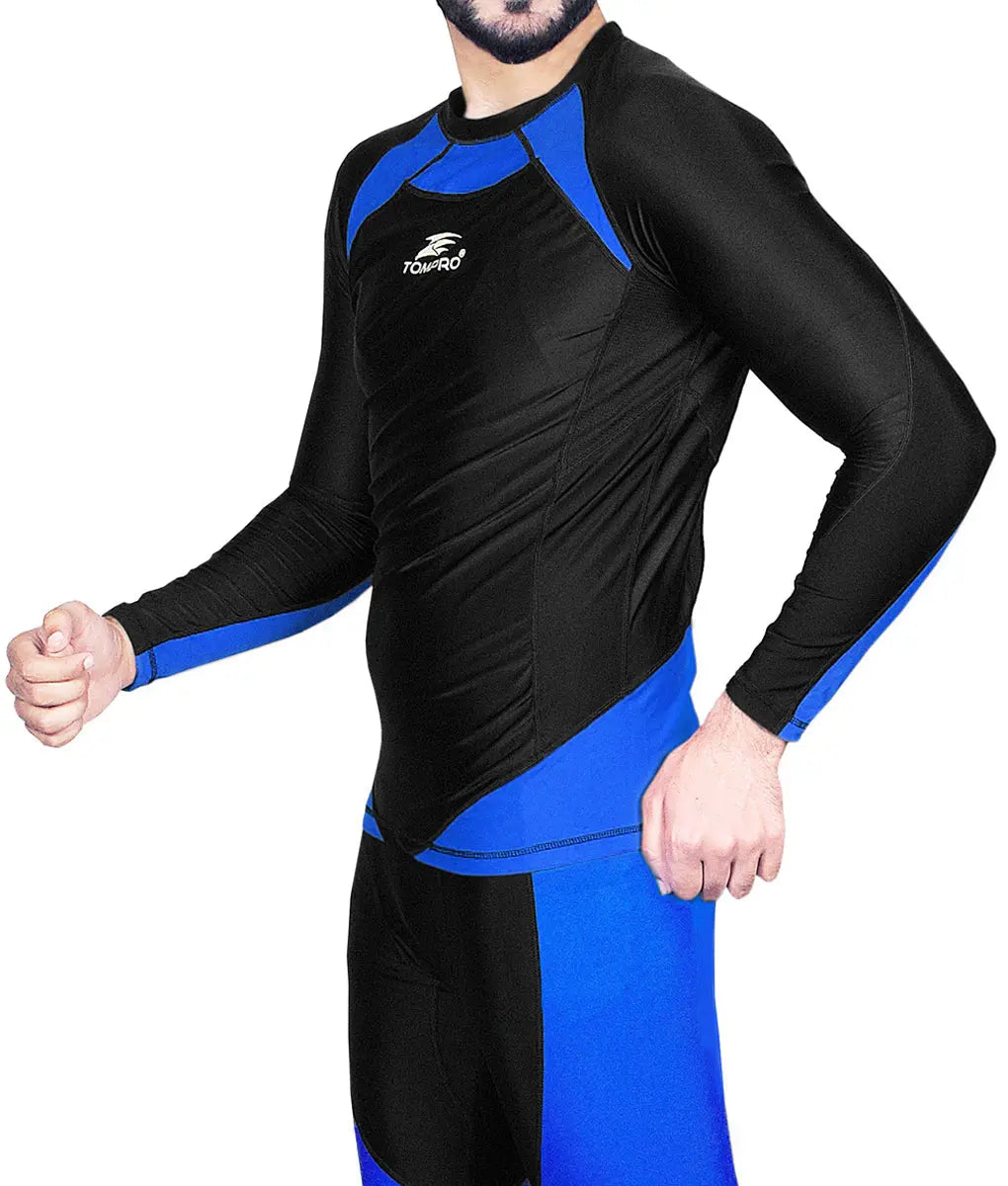 Recharge Performance Base Layer Long Sleeve Top Blue Black - TomPro