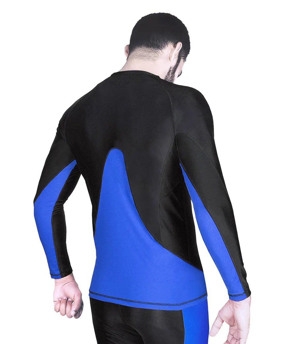 Recharge Performance Base Layer Long Sleeve Top Blue Black - TomPro