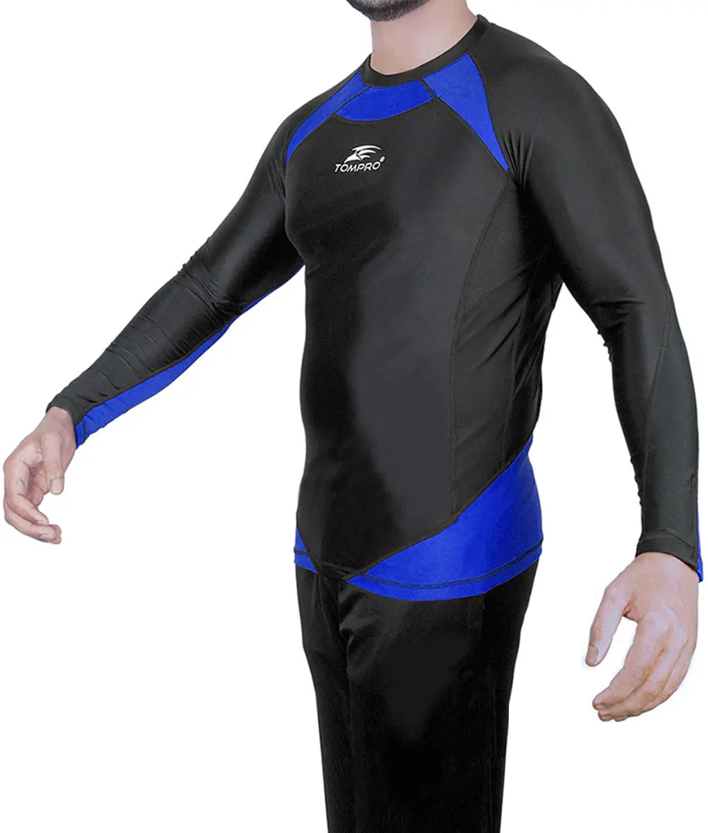 Recharge Performance Base Layer Long Sleeve Top Blue Black - TomPro