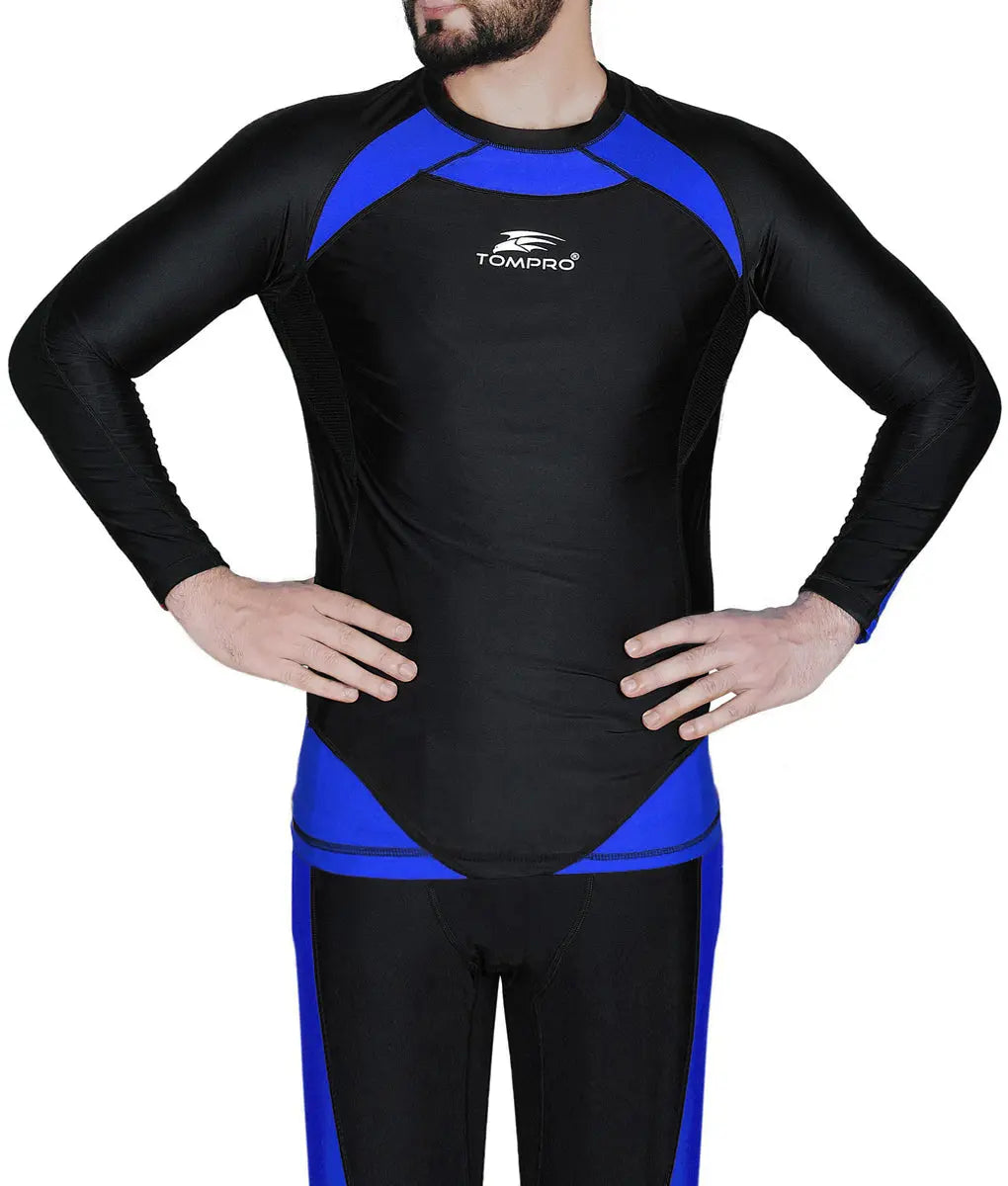 Recharge Performance Base Layer Long Sleeve Top Blue Black - TomPro