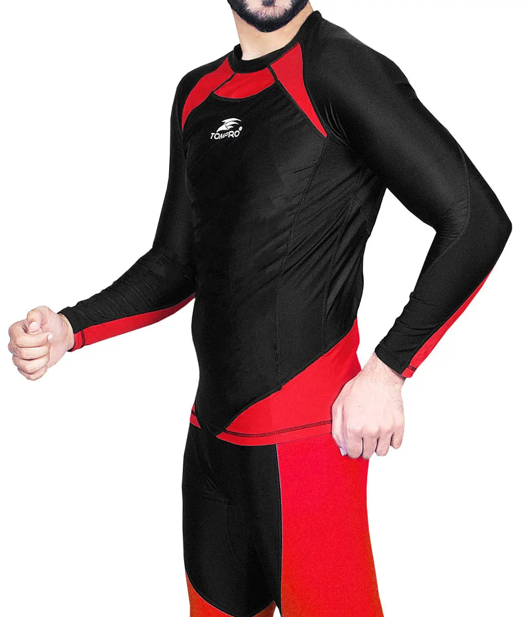 Recharge Performance Compression Base Layer Long Sleeve Top Red Black TomPro
