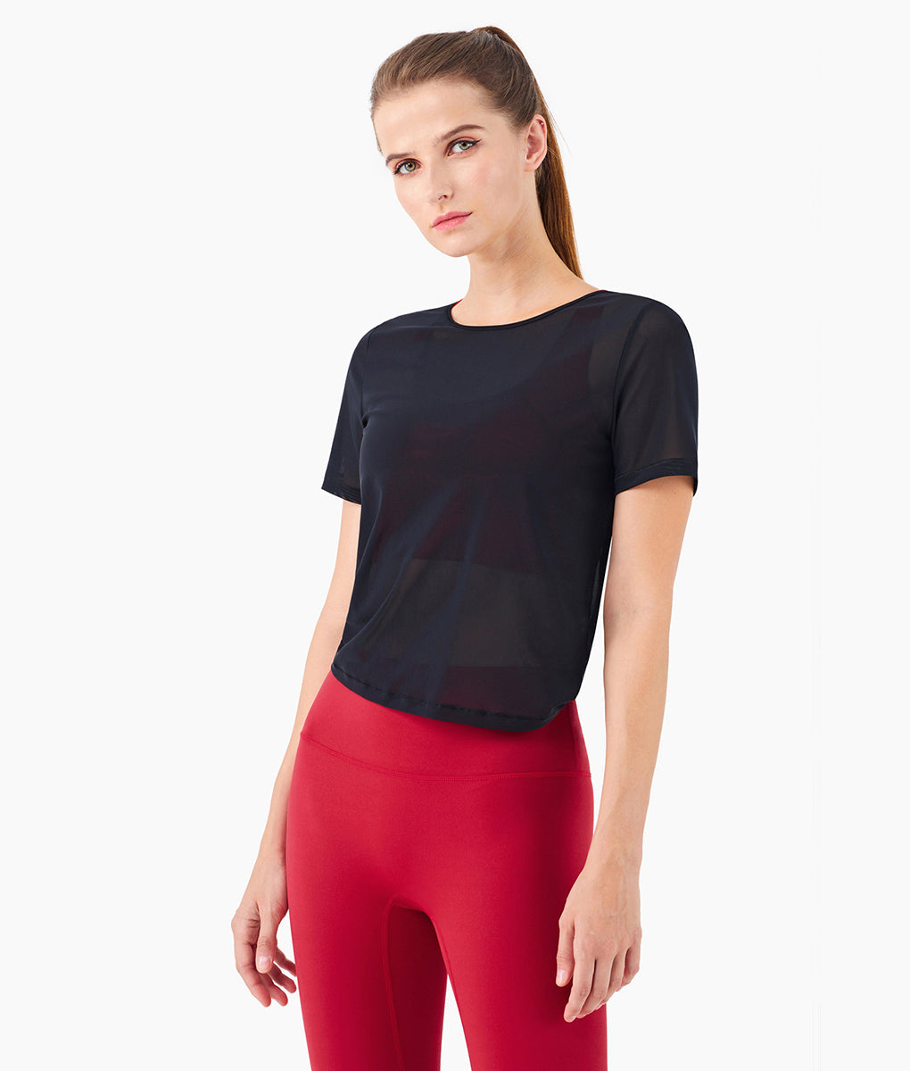 Amelia Twist Mesh Performance T-Shirt TomPro
