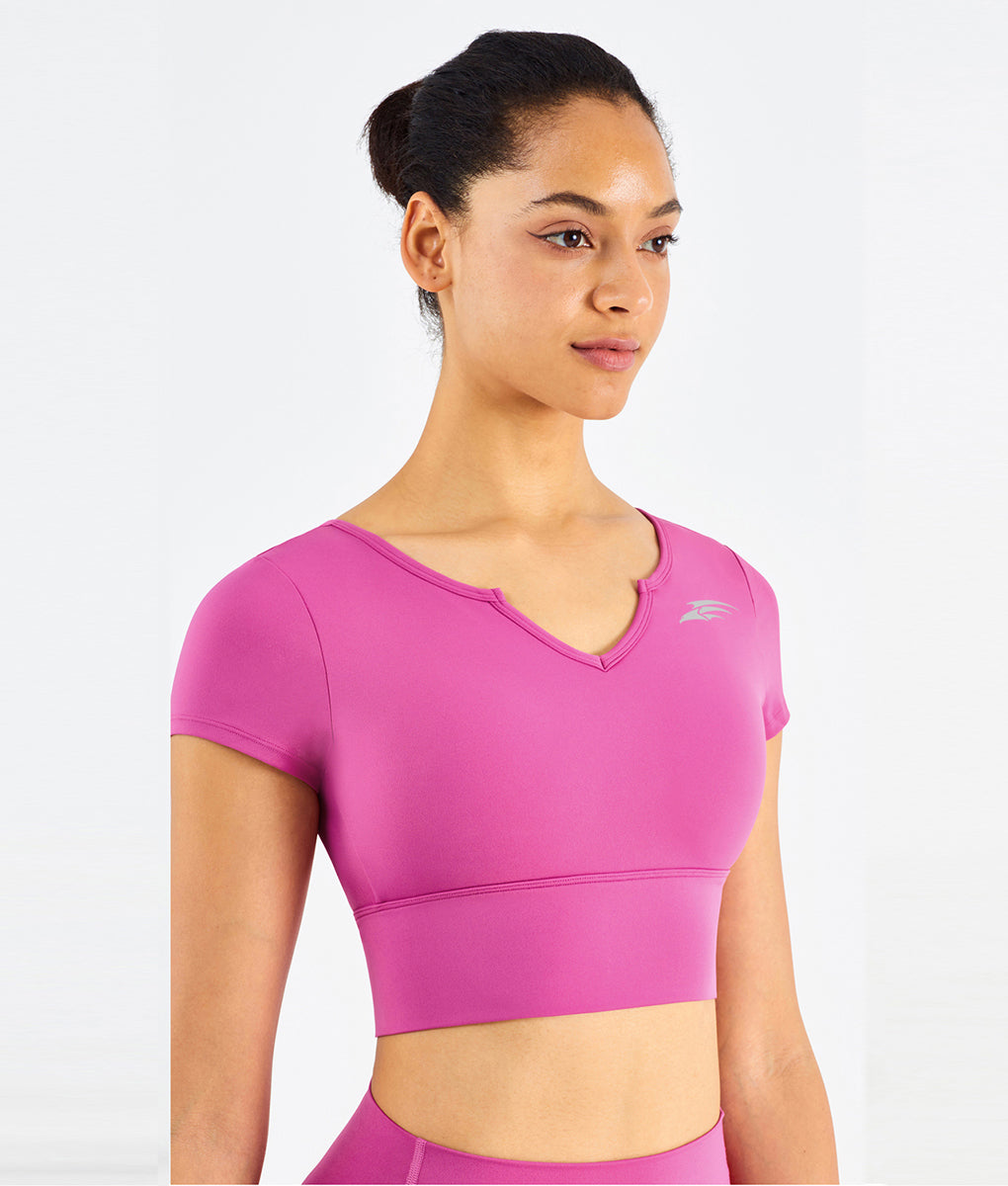 Embrace Padded V-Neck T-Shirt Women Lychee Pink TomPro