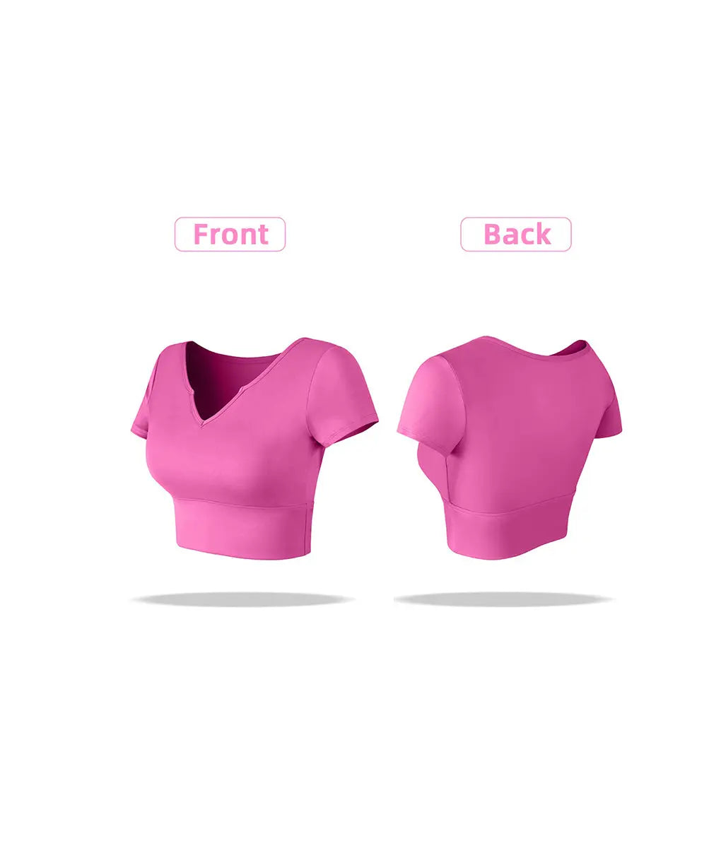 Embrace Padded V-Neck T-Shirt Women Lychee Pink - TomPro