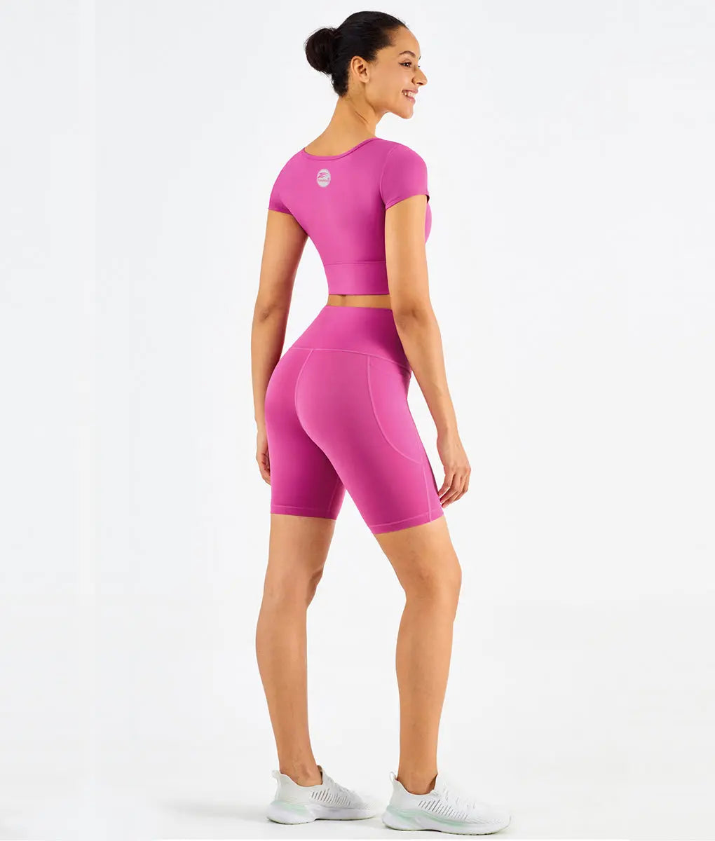 Embrace Padded V-Neck T-Shirt Women Lychee Pink - TomPro