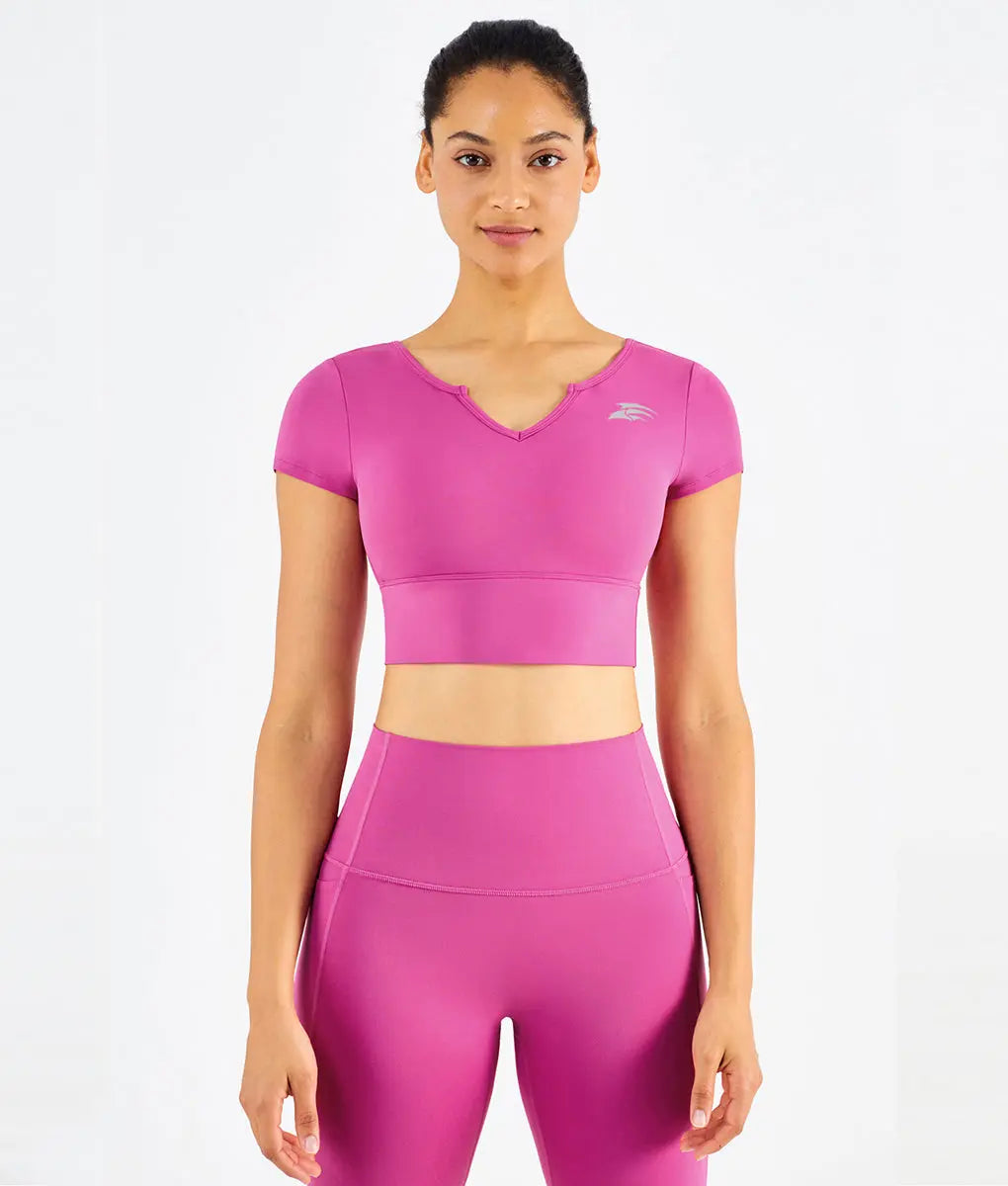 Embrace Padded V-Neck T-Shirt Women Lychee Pink - TomPro