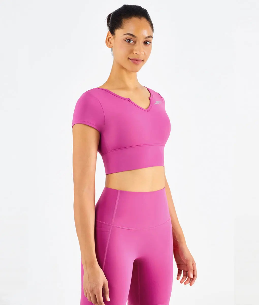 Embrace Padded V-Neck T-Shirt Women Lychee Pink - TomPro