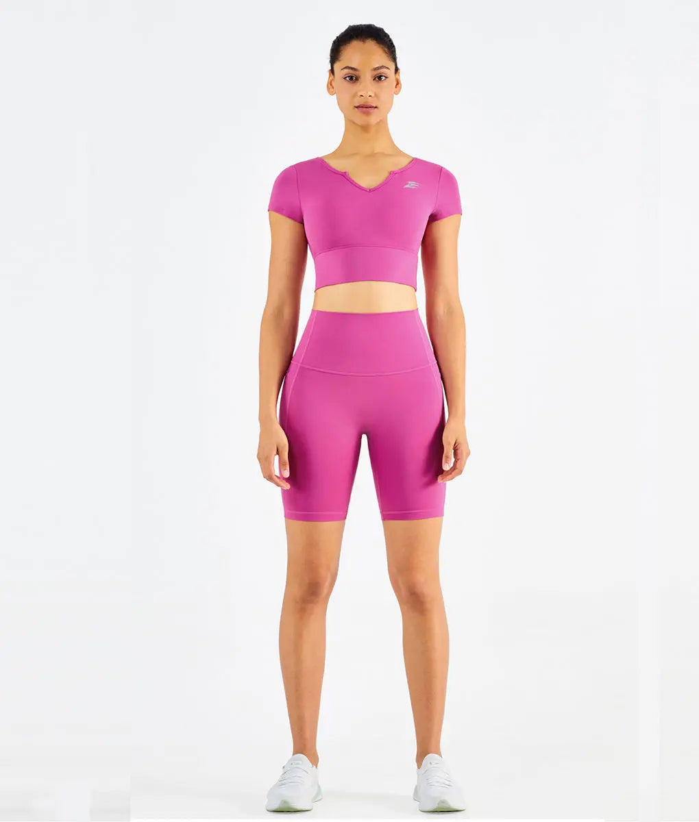 Embrace Padded V-Neck T-Shirt Women Lychee Pink - TomPro