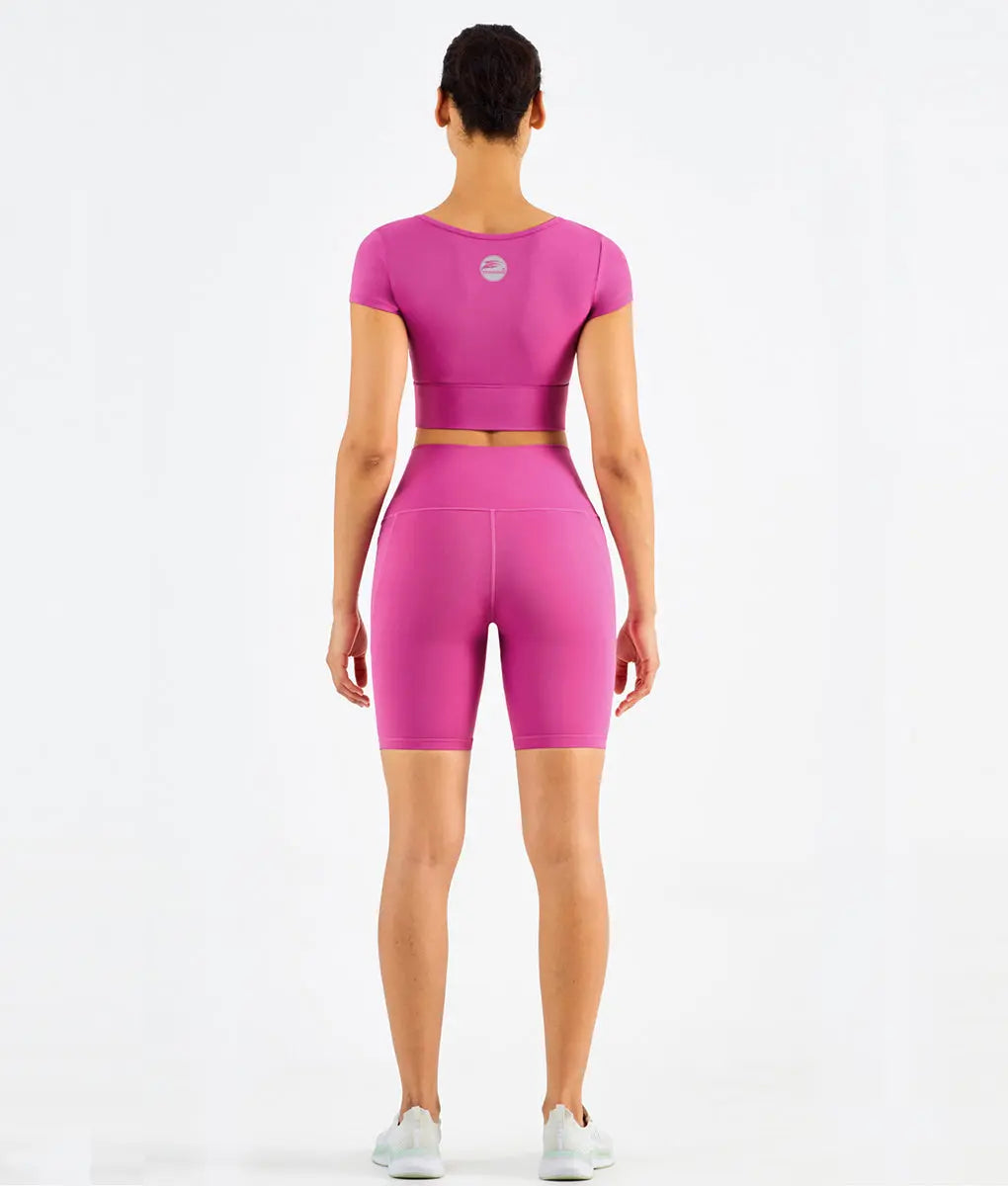 Embrace Padded V-Neck T-Shirt Women Lychee Pink - TomPro